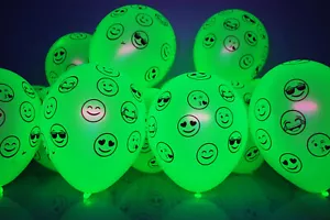 Globos de látex reactivos DirectGlow amarillo neón 11 pulgadas emoji UV luz negra - Imagen 1 de 9