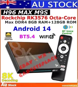 H96 Max M9S octa 8 core Android 14 AI TV Box RK3576 8GB RAM 128GB WiFi6 1000M 8K - Picture 1 of 10