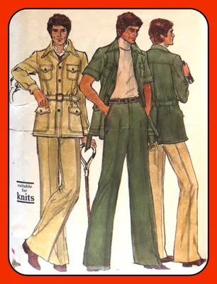 Mens PANTS Pattern Semi-fitted JACKET Patch Pockets Vogue 9307 Size 40 - Image 1 of 4