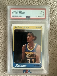 1988 FLEER #57 REGGIE MILLER RC PACERS HOF PSA 9 - Picture 1 of 2