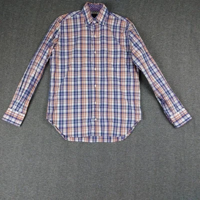 TAILORBYRD MENS PURPLE ORANGE PLAID CONTRAST FLIP CUFF BUTTON DOWN SHIRT SIZE M - Image 1 of 4