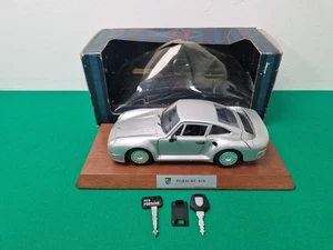 TONKA POLISTIL 1:18 Silver Porsche 959 Die-Cast Car on Stand in Box - Picture 1 of 18
