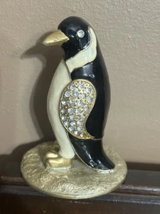 Pinguino smaltato e cristallo vintage statuina da collezione - Foto 1 di 6