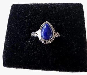 Artisian Hand Crafted Blue Lapis  Lazuli Ring Size 9  Sterling Silver - Picture 1 of 10