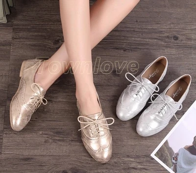 Carving Women's Leather Casual Oxford Shoes Brogue Casual Retro Britain Fashion - Image 1 of 4