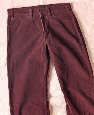 Levi's 519 VTG 70s Men's Burgundy Red Corduroy Straight Leg Pants 30x34 USA - Image 1 of 4