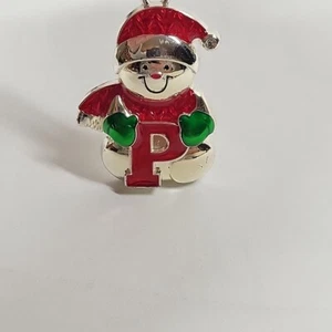 Vintage Silver Metal Snowman Monogram Initial "P" Harvey Lewis - Picture 1 of 3