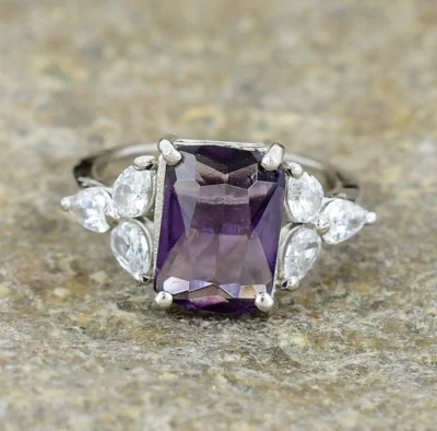 Amethyst Ring 925 Sterling Silver Ring Engagement Ring Women Ring Gift For Her - Image 1 of 4