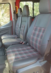 Fundas de asiento a medida imitación cuero Jacquard J7 rojo adecuado para Mercedes eSprinter - Imagen 1 de 5