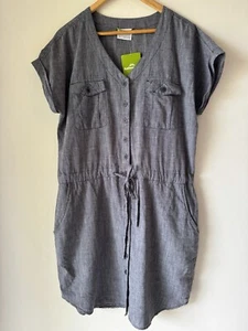 Kathmandu Cardeto Blue Chambray Womens Dress True Hemp Cotton Sz 14 NWT - Picture 1 of 16