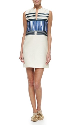 Abito Mikado nuovo con etichette Tory Burch motivo misto taglia 10