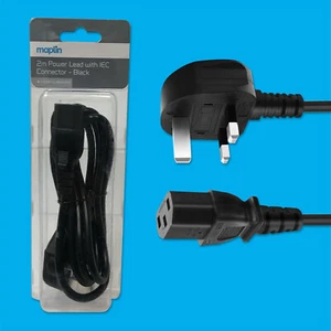 2m IEC C13 Kettle Mains Power Lead Wire Cable, PC Computer, Monitor - Picture 1 of 2