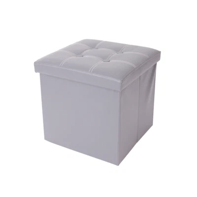 Mobili Rebecca Puff Contenitore Baule Cubo Design Grigio Poggiapiedi 30x30x30 - Immagine 1 di 4