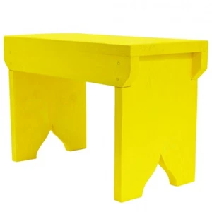 Small Wooden Stool Rustic Shabby chic rectangle seat Yellow - Picture 1 of 5