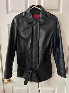 Excelled Collection Women's Black Full Zip Mid Length Leather Jacket/Coat size M - Picture 1 of 10
