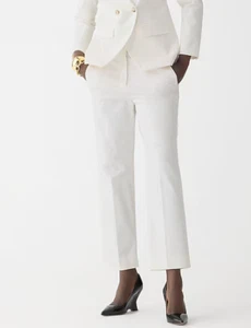 J Crew Kate Trousers White Bi-Stretch Cotton Workwear Women's 6 Petite 6P NEW - Picture 1 of 11