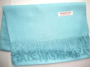 NUOVA sciarpa Pashmina autunno primavera sciarpe seta bambino blu cielo scialle tinta unita gamma avvolgente - Foto 1 di 5