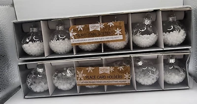 Chuchería de vidrio de Navidad raya de jengibre copo de nieve adorno soporte de tarjeta de lugar 12 Foto 1 de 4