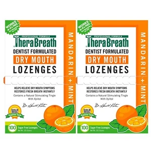 TheraBreath Dry Mouth Lozenges with Zinc 100 Lozenges Mandarin 100 Count 165g - Picture 1 of 6