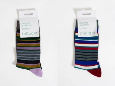 THOUGHT (BRAINTREE) THOUGHT BAMBOO MENS' SOCKS - THICK MULTI STRIPE TA422 - BNWT