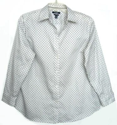 NWOT WOMENS CHAPS 100% COTTON BLACK/WHITE PRINT BLOUSE PLUS SIZE 1X Foto 1 de 2