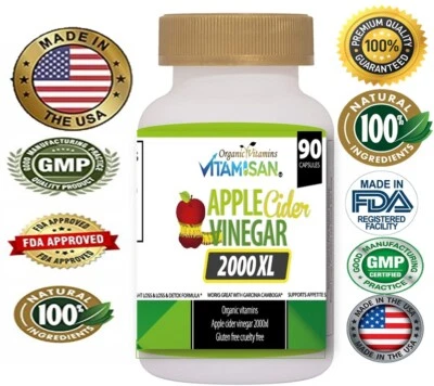 Apple Cider Vinegar Pills Fast Weight Loss Cleanse Appetite Suppressant 90 Caps - Image 1 of 4