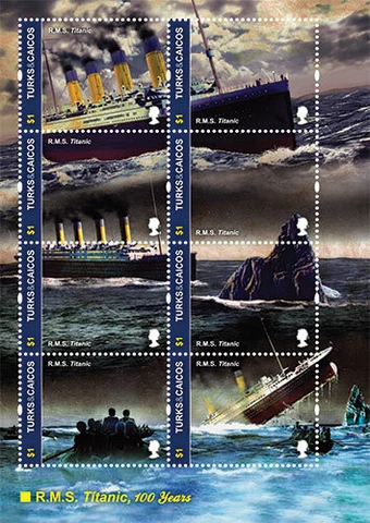 Turks And Caicos - 2012 - TITANIC 100TH ANNIVERSARY - Sheet of 8 Stamps - MNH Cover