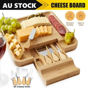 Charcuterie Cheese Board Wooden Cutting Chopping Boards Knives Drawers Serving - Picture 1 of 12