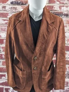 Vintage 60s 70s Altman Suede Originals Heavy Leather Blazer Jacket Sport 42R - Picture 1 of 13