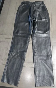 B3 Canda C&A MOTO SCHWARZE WEICHE LEDERHOSE HOHER BUND GR. 4 24x30" ROHNAHT GEFÜTTERT - Bild 1 von 24