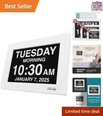 Reloj digital plástico pantalla grande 8 pulgadas alarmas personalizadas para uso doméstico de personas mayores Foto 1 de 4