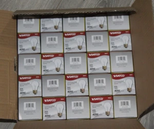 BOX OF 25 SATCO 40W Appliance Light Bulb S3810 Clear 130v - Picture 1 of 6