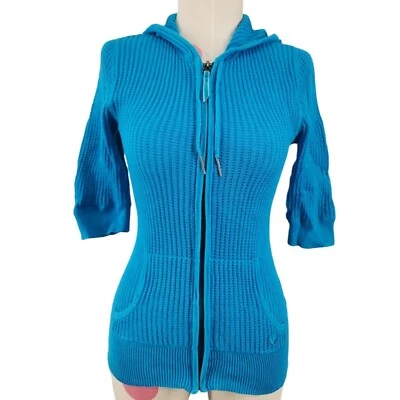 Women's Nollie Hoodie Zip-up Sweater 100% Cotton XS Bright Blue Elbow Length - Image 1 of 4