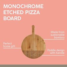 Bamboo Pizza Board With Handle Etched Pizza Board 45X33cm Serving Board TYPHOON