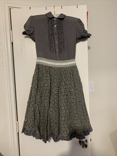 alexander mcqueen a line abito fantasia con volant eur 42 US 6 colletto abbottonato