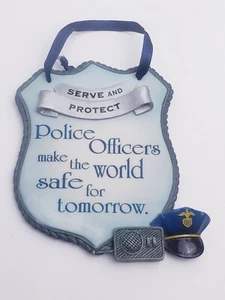 Vintage Serve And Protect Plaque By Enesco Home Office Den Decor Blue Silver - Picture 1 of 8