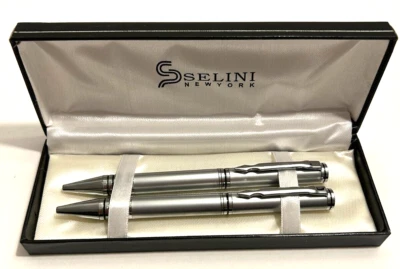 Juego de 2 bolígrafos y lápices mecánicos New Selini New York plateados Foto 1 de 4