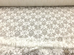 Embroidered Stretch Lace Apparel Fabric Sheer Floral Off White GG510 - Picture 1 of 1