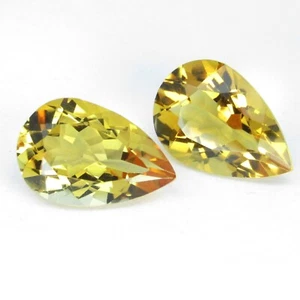 6.36Cts Natural Sparkling Citrine Nice 13x9mm Pear Shape Matching Pair Gems - Picture 1 of 8