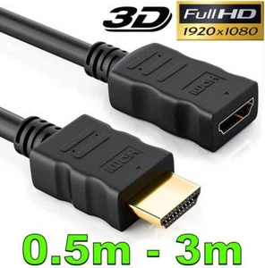 HDMI Extension Cable v1.4 3D High Speed HD TV Male to Female Short Lead Extender - Picture 1 of 16