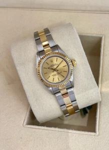 Rolex 67193 Oyster Perpetual 24mm, Champagne Dial, Fluted Bezel - Gold & Steel - Picture 1 of 1