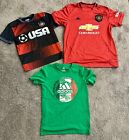 LOT of 3 Soccer Shirts Size M/L Adidas Strike Force Manchester United, USA