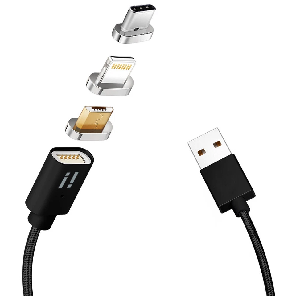 50cm 1m 1,5m Nylon Ladekabel magnetisch Magnet Typ-C iPhone 13 12 iPad Micro USB - Bild 1 von 1