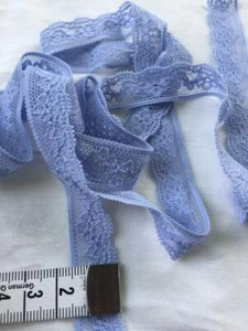 50m/2m Polyester Spitze Borte elastisch stoff Hell blau 1,5cm ab 1€ !! LD133 - Bild 1 von 3