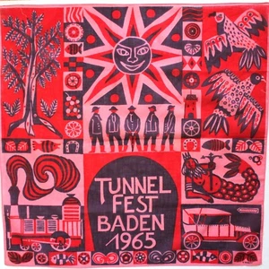 Vintage 1965 Tunnelfest Baden Deutschland Schal Platz 1960er Jahre europäisch deutsch rosa - Bild 1 von 5