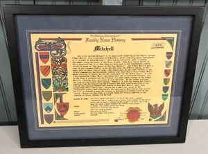 Mitchell Family Name History Tree Shield Lineage Irish Framed 11x14" HRC Plaque - Picture 1 of 6
