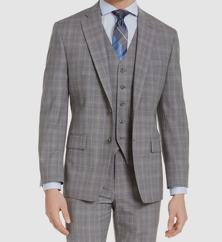 Giacca cappotto tuta blazer lana quadri vestibilità classica uomo Michael Kors 42R $450