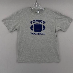 Vintage Tommy Hilfiger Football T Shirt Boys XL Gray Graphic Print USA Made 90s - Picture 1 of 9