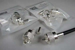 (B6) 10 RFC All Silver Teflon PL-259 Crimp/Solder Connectors for RG-8X & LMR-240 - Picture 1 of 7