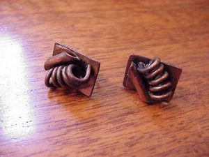 Pendientes de cobre en bobina Steampunk vintage hechos a mano - Imagen 1 de 3